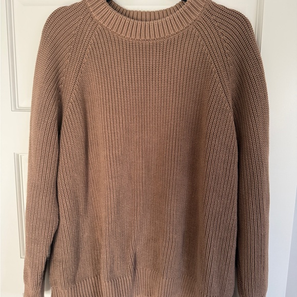 Jenni Kayne Beachwood Brown Cotton Crew Neck Fisherman Sweater - Picture 3 of 4